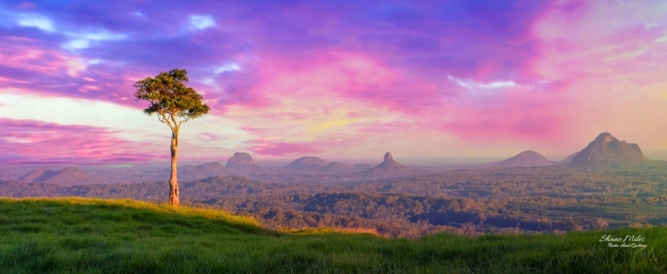 Panorama of One Tree Hill, Melany, Queensland Australia.