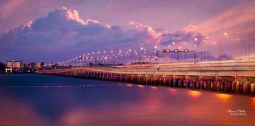 Ted Smout Bridge looking towards Redcliffe from Brighton end, Queensland Australia.